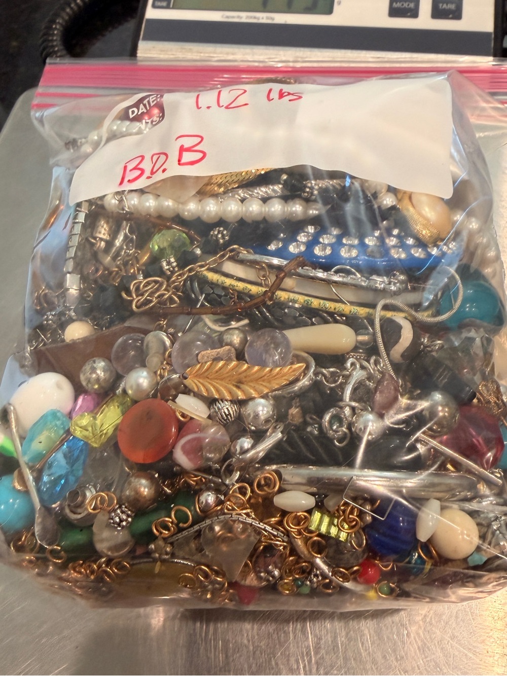 2 LB Bottom of the Box Jewelry Lot Unsearched Beads Craft Repair Estate Mix